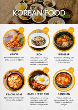 Non-Marketing Menu-Korean Restaurant