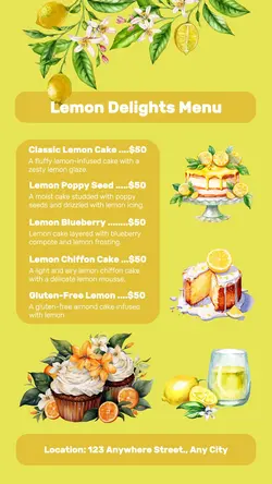 Lemon Delights Menu