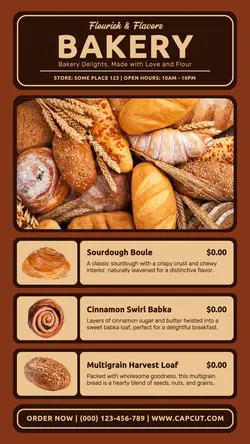 bakery menu instagram story