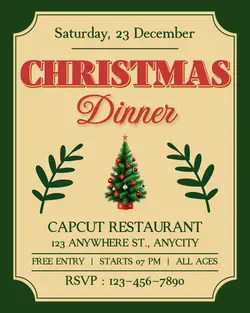 Christmas Dinner Invitation Instagram Portrait