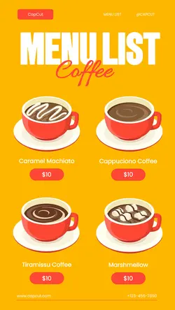 Cafe Menu List Minimalist Tiktok Post