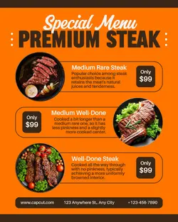 Food Special Menu Premium Steak Instagram Post