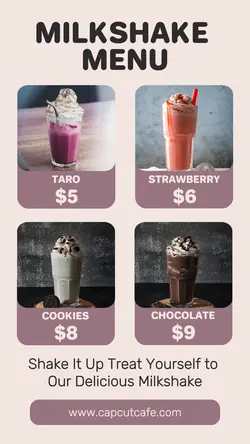 Food Milkshake Menu Instagram Story