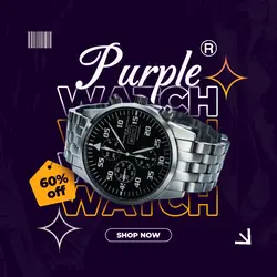 E-commerce Electronic Watch Hero Image Purple