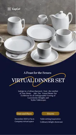House hold dinner set Instagram story grey blue