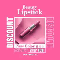 Beauty Pink Lipstick Discount Promo Instagram Post