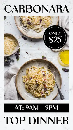 Food carbonara promotion Instastory