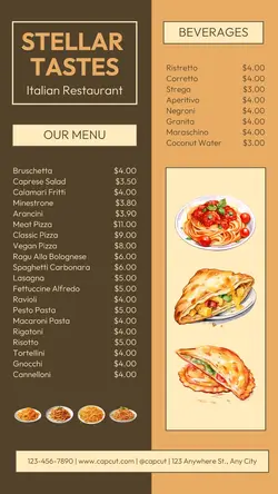 Food Italian Food Menu Instagram Story