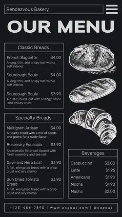 Food & Beverages Bakery Menu Instagram Story