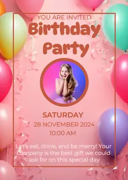 Non - Marketing Invitation kid Birthday Full color