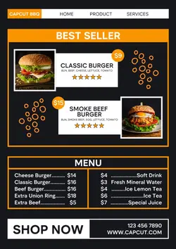 BBQ Burger Menu Design