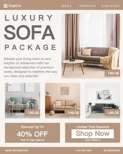 Luxury Sofa Package business template design for Instagram Portrait post