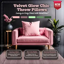 E-commerce Household Velvet Glow Chic Throw Pillows Product Callout
