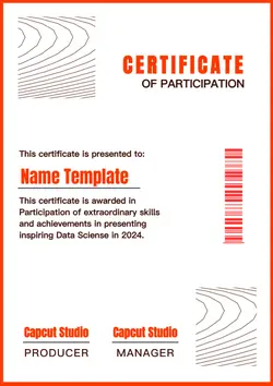Certificate Partipation Orange White Clean (A4)
