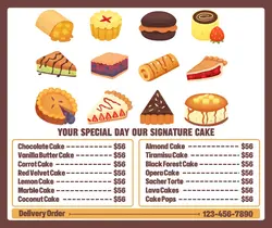 Food Cakes Menu Facebook