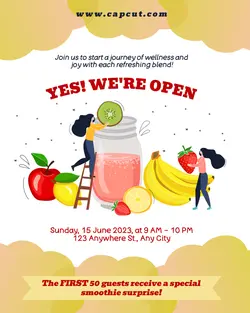 Food Smoothie Shop Grand Opening Instagram Portrait