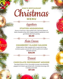 White Christmas Food Menu for Social Media Post