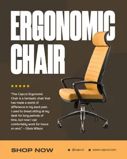 Brown and Yellow Ergonomic Chair Instagram Post