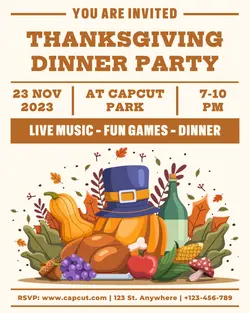 Thanksgiving Dinner Party Invitation IG Portrait