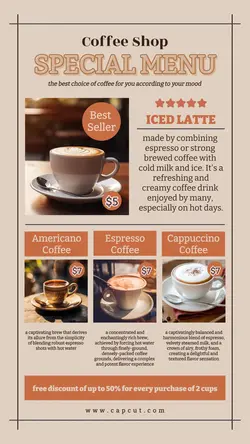 Brown Coffee Menu Instagram Story