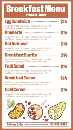 Food Breakfast Menu Instagram Story