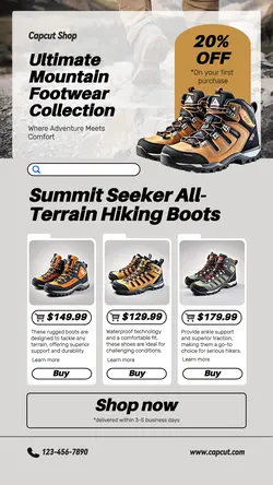 Fashion Industry Climbing Shoes UI Product Display Instagram Story