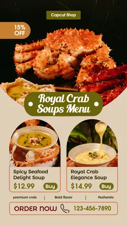 Food Seafood Crab Soup Menu Promotion Instagram Story
