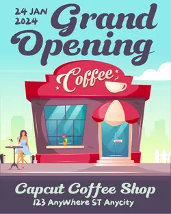 Food & Beverage Coffee Shop Grand Opening Invitation Template Instagram Portrait