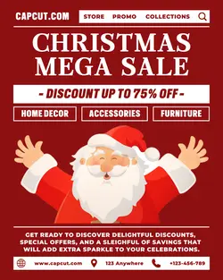 Red Christmas Mega Sale Promotion IG Portrait