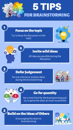 Infographic education tips for brainstorming blue