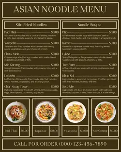 asian noodle menu instagram post