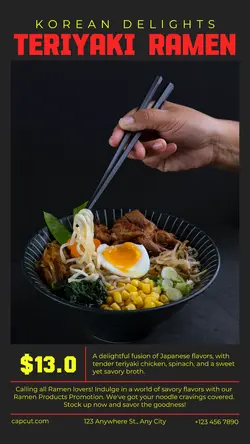 Menu Teriyaki Ramen Promotion Instagram Story