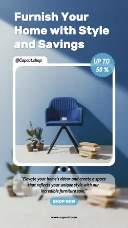 blue chair furniture promo instagram story