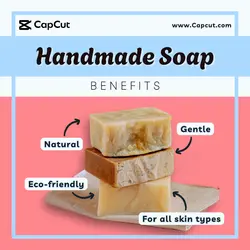 Beauty and Personal Care New Product - IG Post - Handmade Soap Benefits Blue and Pink