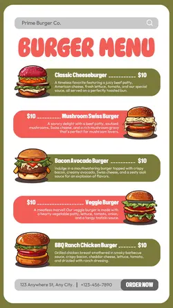 Burger Food Menu Instagram Story