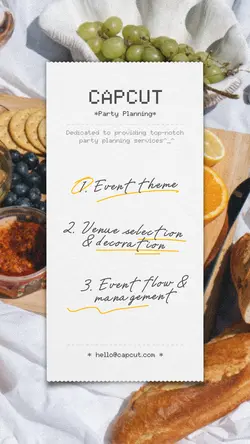 Foods & Beverage Party planning service display