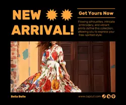 New Arrival Fashion Facebook Post Black Yellow