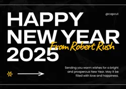 Non-Marketing Happy New Year Card Black Minimalst