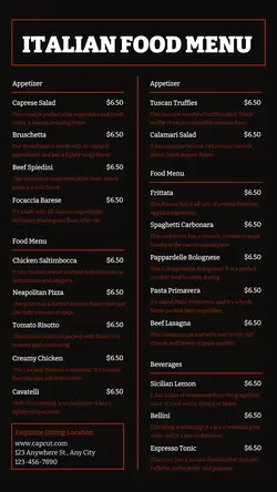 Food Italian Food Menu Instagram Story