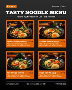 Black Orange Tasty Noodle Menu Instagram Post