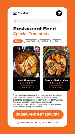 Restaurant Food Special Promotion UI Style Story