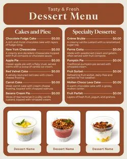tasty and fresh dessert menu instagram post