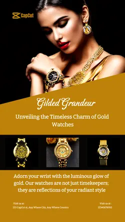 Fashion Industry, Display Product, Gold Watch Tiktok