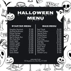 Halloween Menu Special