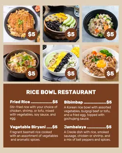 Rice Bowl Restaurant Menu