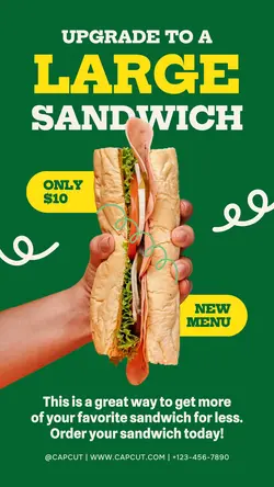 Green Modern Sandwich Promo Instagram Story