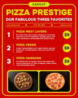 Food Pizza Menu Promotion Instagram Post Red Background with two picture