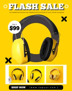 Yellow Headphone Promotion Sale Instagram Post