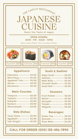 japanese cuisine menu instagram story