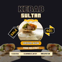 Product Display Kebab Sultan Instagram Post Black 